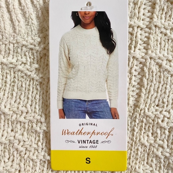 Weatherproof Vintage Women's Chenille Crewneck Sweater, Cream/Shimmer, Small NWT - Picture 3 of 16